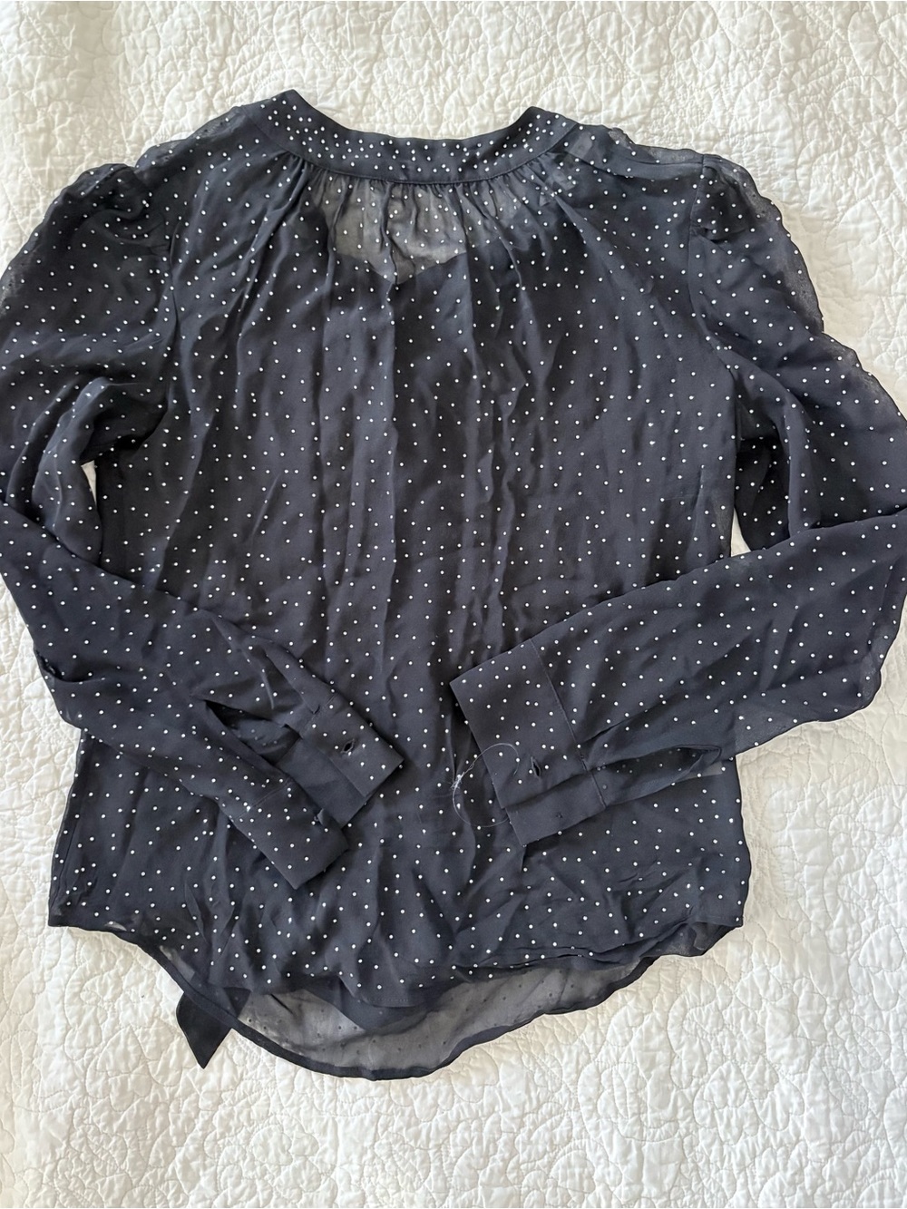Veronica Beard Black Sheer Rhinestone Tie Neck Blouse 4